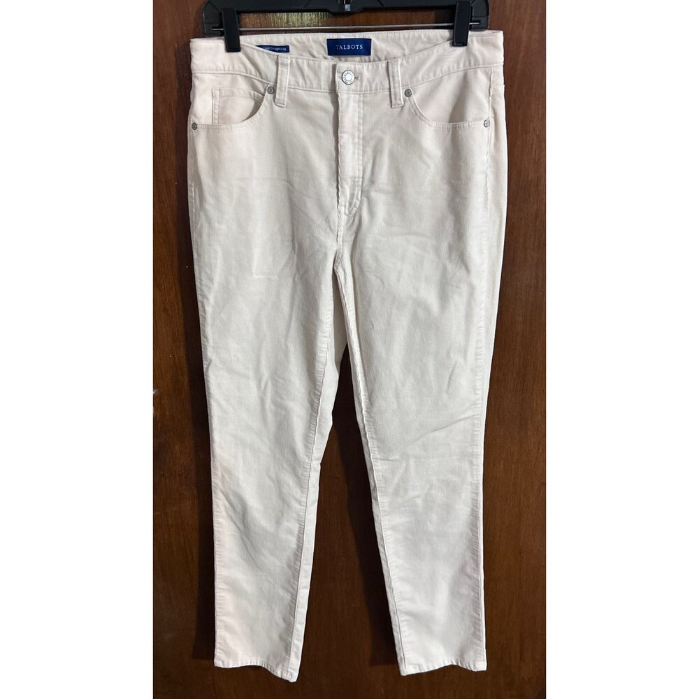 Talbots Women's sz 6 High Waist Straight Leg Corduroy Off White Pant